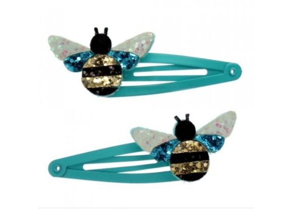Bumble Bee glitter hair clips,  Set of 2 