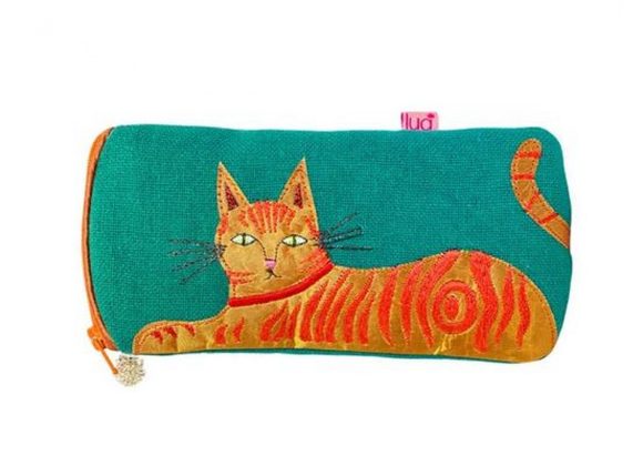 Ginger Cat Glasses Pouch by Lua - Marine Green