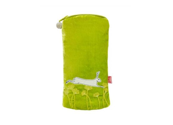 Leaping Hare Glasses Pouch by Lua - Lime Green