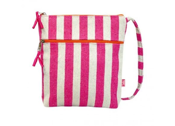 Small Pink Seaside Stripe Cross Body Bag by Lua