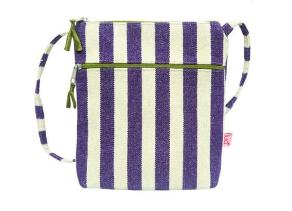 Small Purple Seaside Stripe Cross Body Bag by Lua