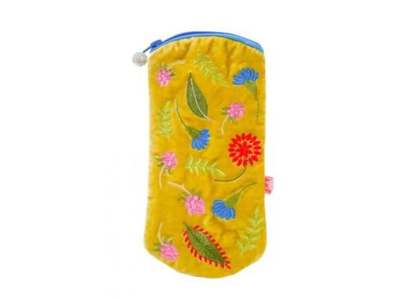 Folk Flowers Glasses Pouch - Yellow