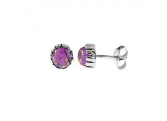 925 Silver purple mohave turquoise Round studs 