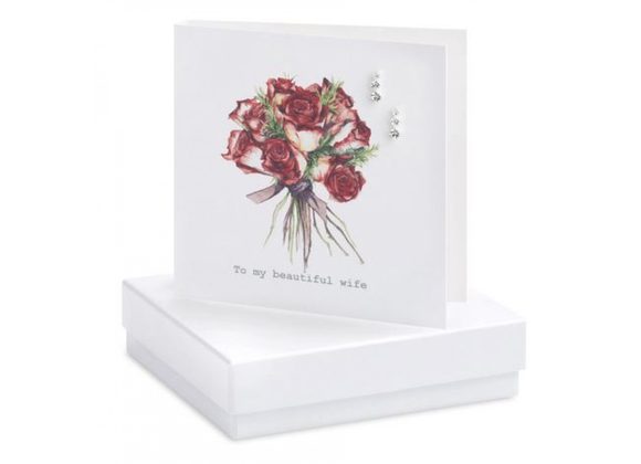 Beautiful Wife Roses Card & Earrings by Crumble & Core