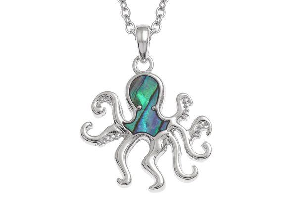 Octopus inlaid Paua Shell Pendant by Tide Jewellery