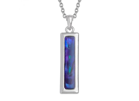 Rectangle Bar inlaid Paua Shell Pendant by Tide Jewellery