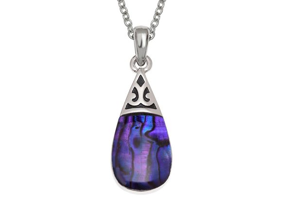 Purple Pear Drop inlaid Paua Shell Pendant by Tide Jewellery