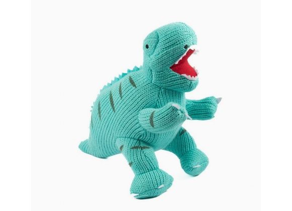 T Rex Ice Blue Knitted Dinosaur 