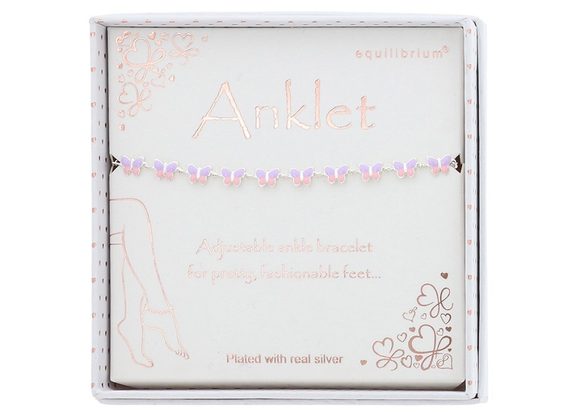 Butterflies Silver Plated Anklet by Equilibrium