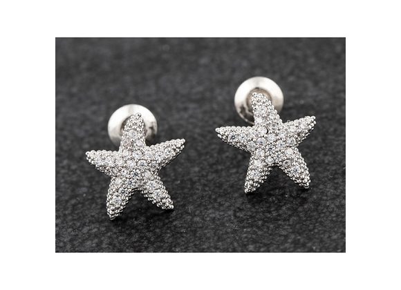  Silver Plated & CZ Starfish stud earrings by Equilibrium