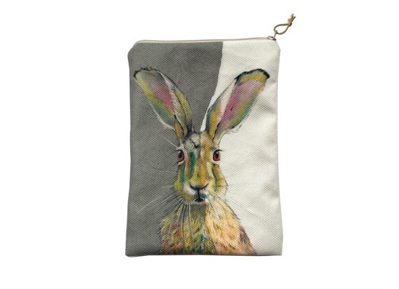 Hare Large Zip Purse / Cosmetic Bag