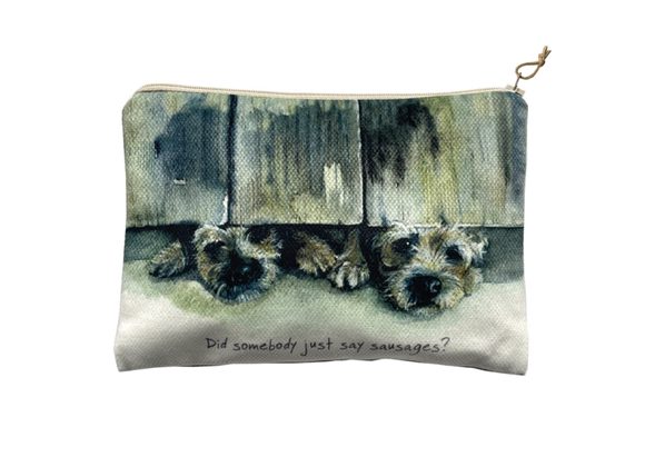 Border Terriers Large Zip Purse / Cosmetic Bag