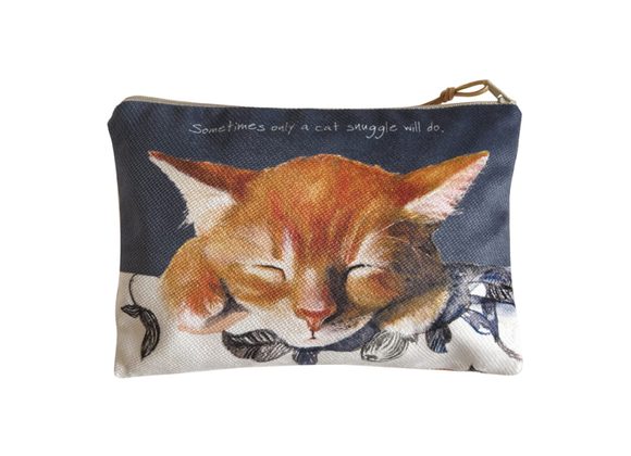 Ginger Cat Large Zip Purse / Cosmetic Bag