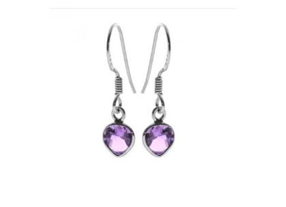 925 Silver & Amethyst Teardrop Earrings