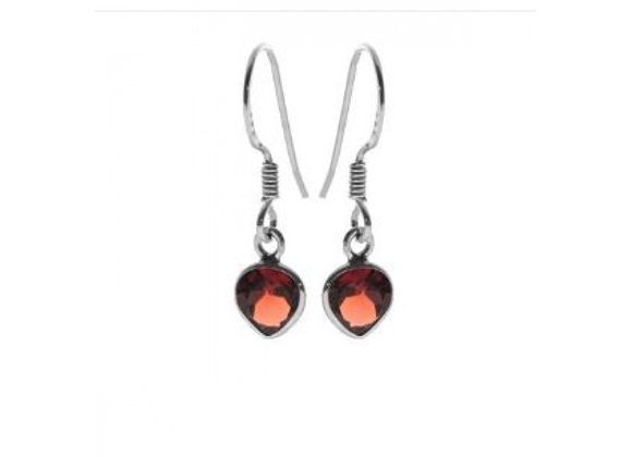 925 Silver & Garnet Teardrop Earrings