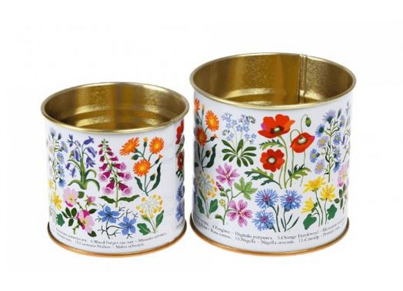 MINI set of 2 Metal Storage Tins - Wild Flowers