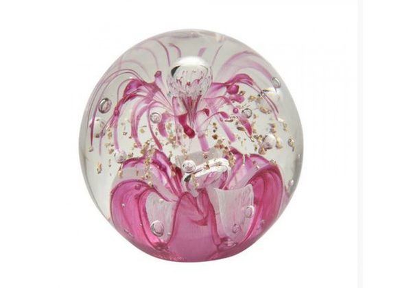 Pink & Gold Glass Paperweight by Objets D'art