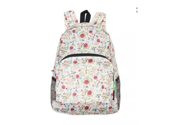 Beige Floral Lightweight Foldable Backpack by Eco Chic