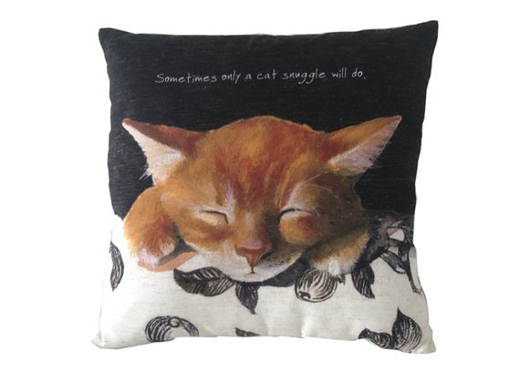 Ginger Cat Square Cushion by The Little Dog Laughed