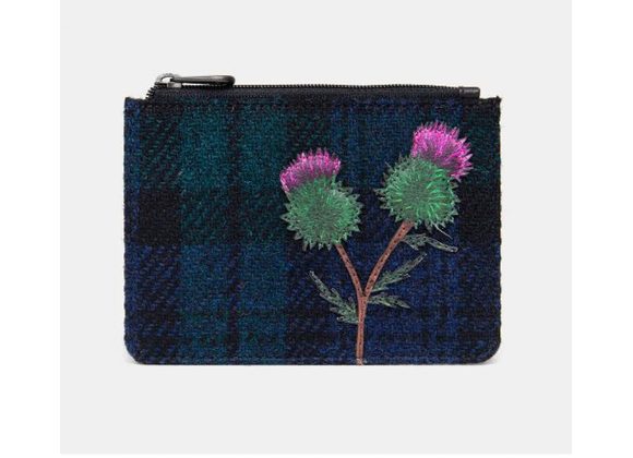 Highland Thistle Harris Tweed & Leather Zip Top Purse by YOSHI