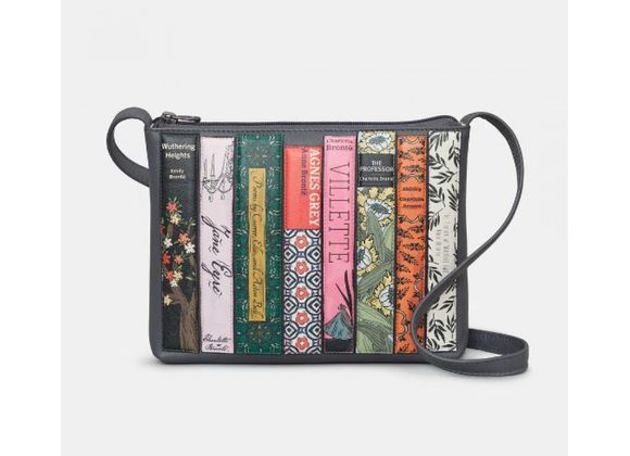 Bronte Bookworm Grey Leather Cross Body Bag by YOSHI