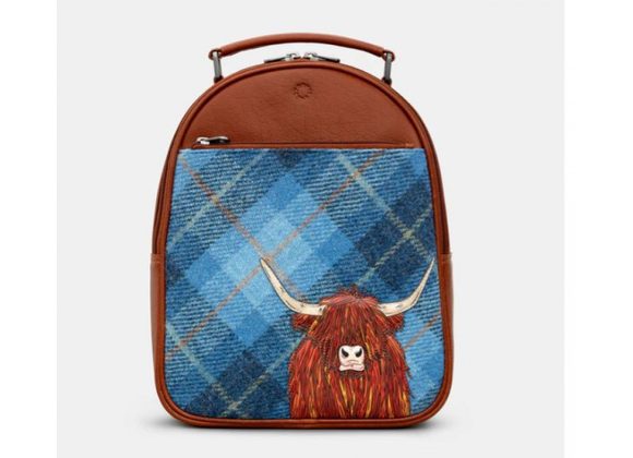 Highland Cow Harris Tweed & Leather backpack by YOSHI