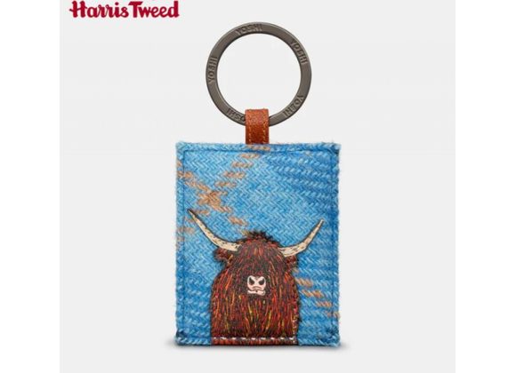 Highland Cow Harris Tweed & Leather Keyring by YOSHI