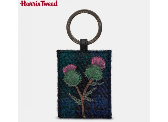 Highland Thistle Harris Tweed & Leather keyring  by YOSHI