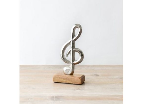 Metal Musical Note on Wooden Base