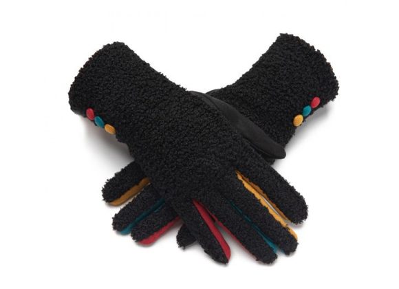  Multi Colour Buttons Gloves - Black