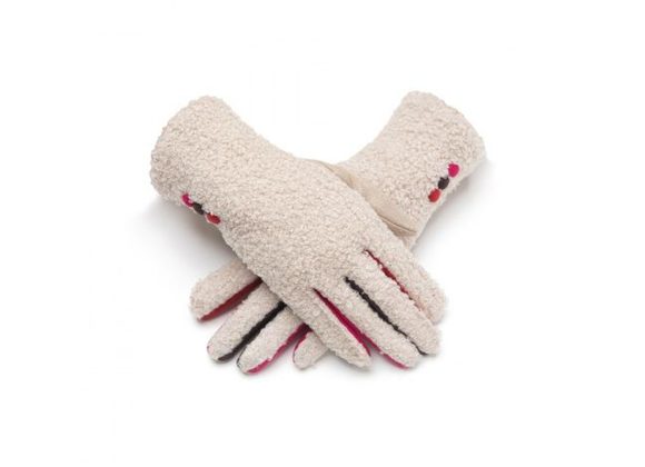  Multi Colour Buttons Gloves - Cream