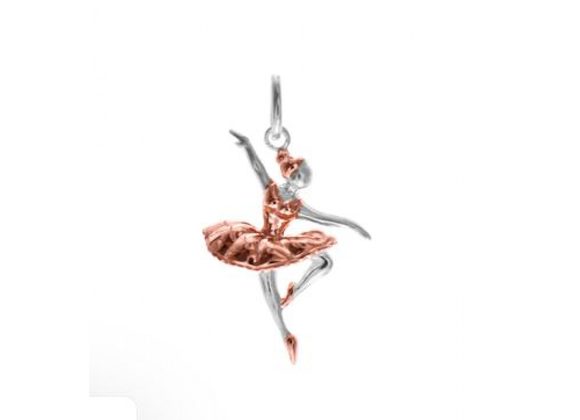 925 Silver & Rose Gold Plated Ballerina Pendant and Chain