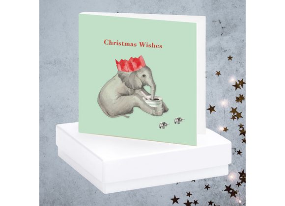 Elephant with Party Hat Card & Earrings - Boxed