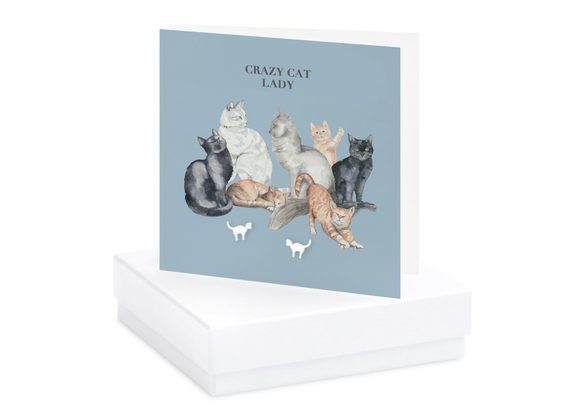 Crazy Cat Lady Card & Earrings by Crumble & Core - Boxed