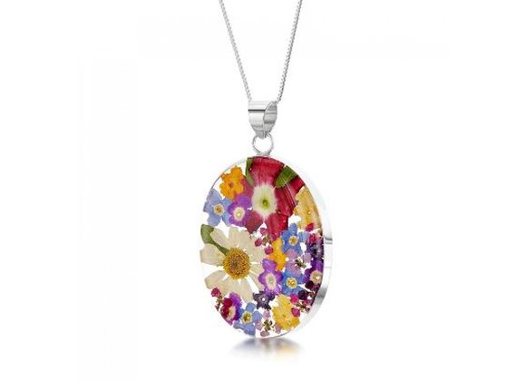 Real flowers Oval necklace by Shrieking Violet® - Large