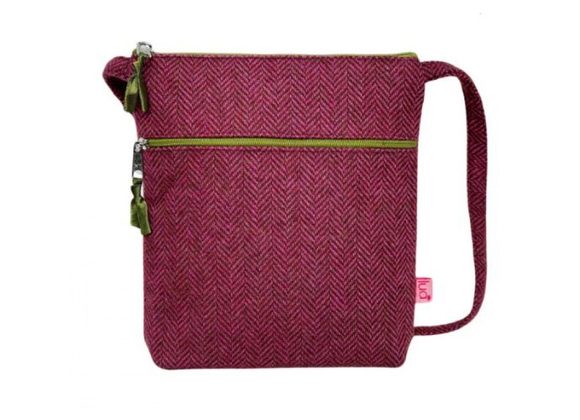 Pink / Choc Herringbone Small Cross Body Bag