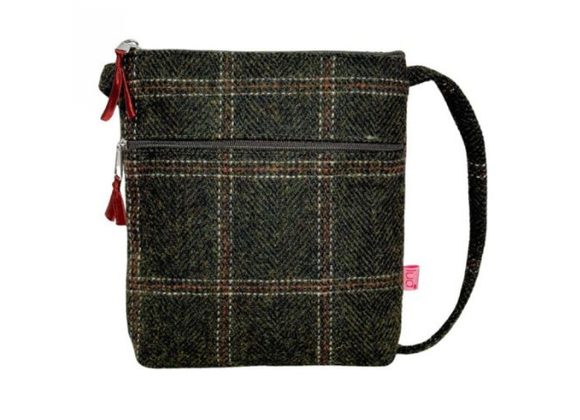 Dark Olive Large Check Small Cross Body Bag