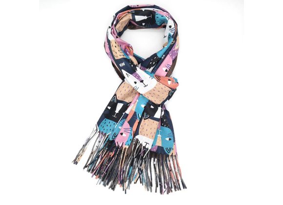 Multi Cats Scarf - NAVY