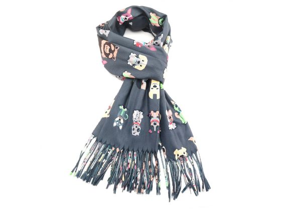 Dogs Print Scarf – Grey - AW24