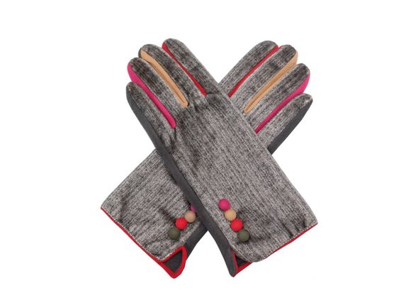 Grey & Multi-Colour Gloves