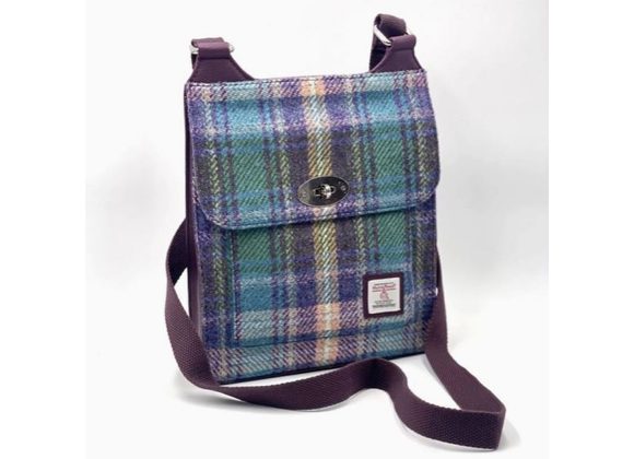 Harris Tweed Satchel Bag by Maccessori - Green / Purple Plaid