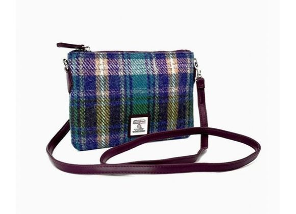 Harris Tweed Cross body / Clutch bag  by Maccessori - Green / Purple Plaid