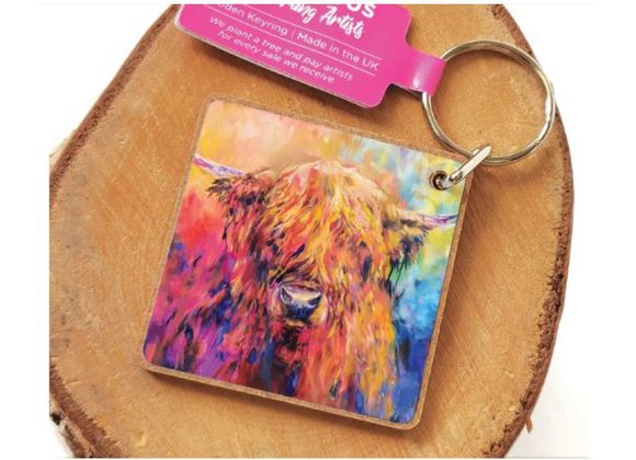 Rainbow Cow Keyring by Wraptious