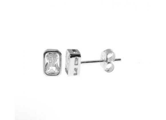 925 Silver Baguette CZ Stud Earrings