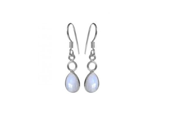 925 Silver hoop & teardrop moonstone drop earrings