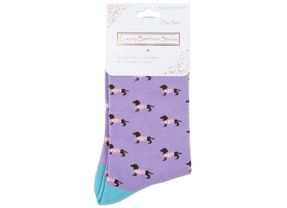 Cute Pooch Lilac Bamboo Socks