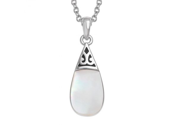 White Pear Drop Shell Pendant by Tide Jewellery