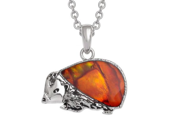 Orange Paua Shell Hedgehog Pendant by Tide Jewellery