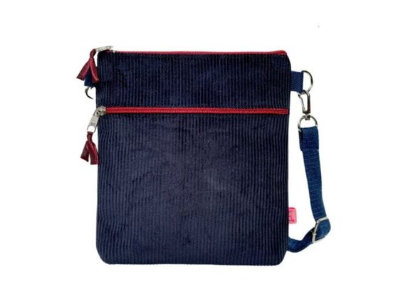 Navy Corduroy Cross Body Bag by Lua