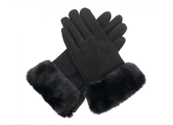 Black  / Faux fur Gloves